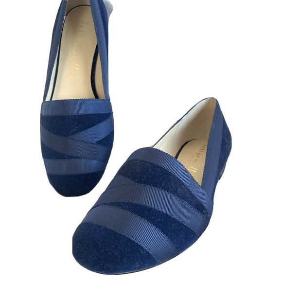 Bettye Muller Loafers Blue Velvet Ribbon 6.5 heel - Picture 1 of 10